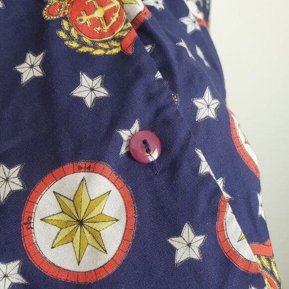 Vintage Pendleton Shirt 16 XL Button up Classic Navy Nautical Rayon Short Sleeve - Picture 8 of 8